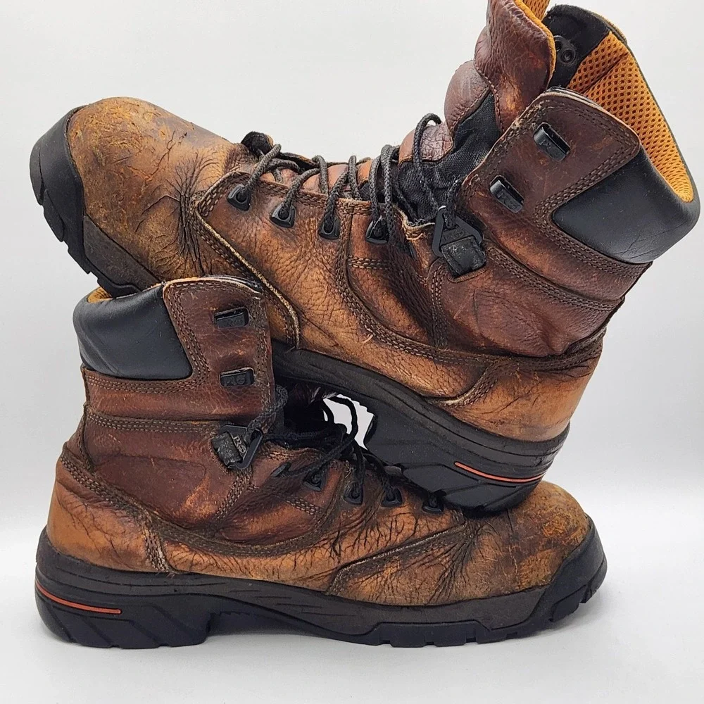 Timberland PRO‎ Series Composite Toe Work Boots Men's 10.5 Brown Leather Worn
